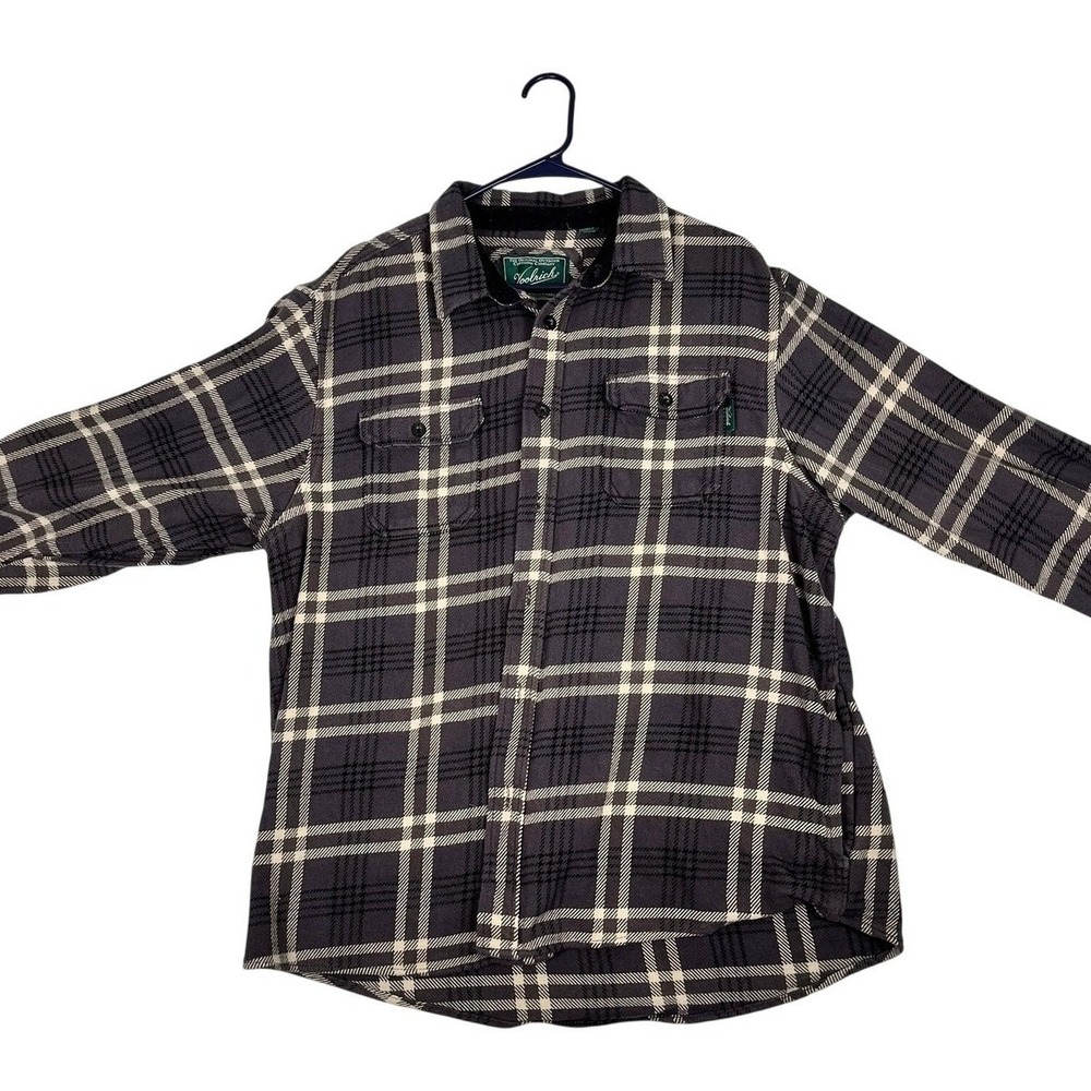 Woolrich Flannel Shirt Mens XL Gray Excellent Plaid Long Sleeve Shacket - Picture 1 of 8